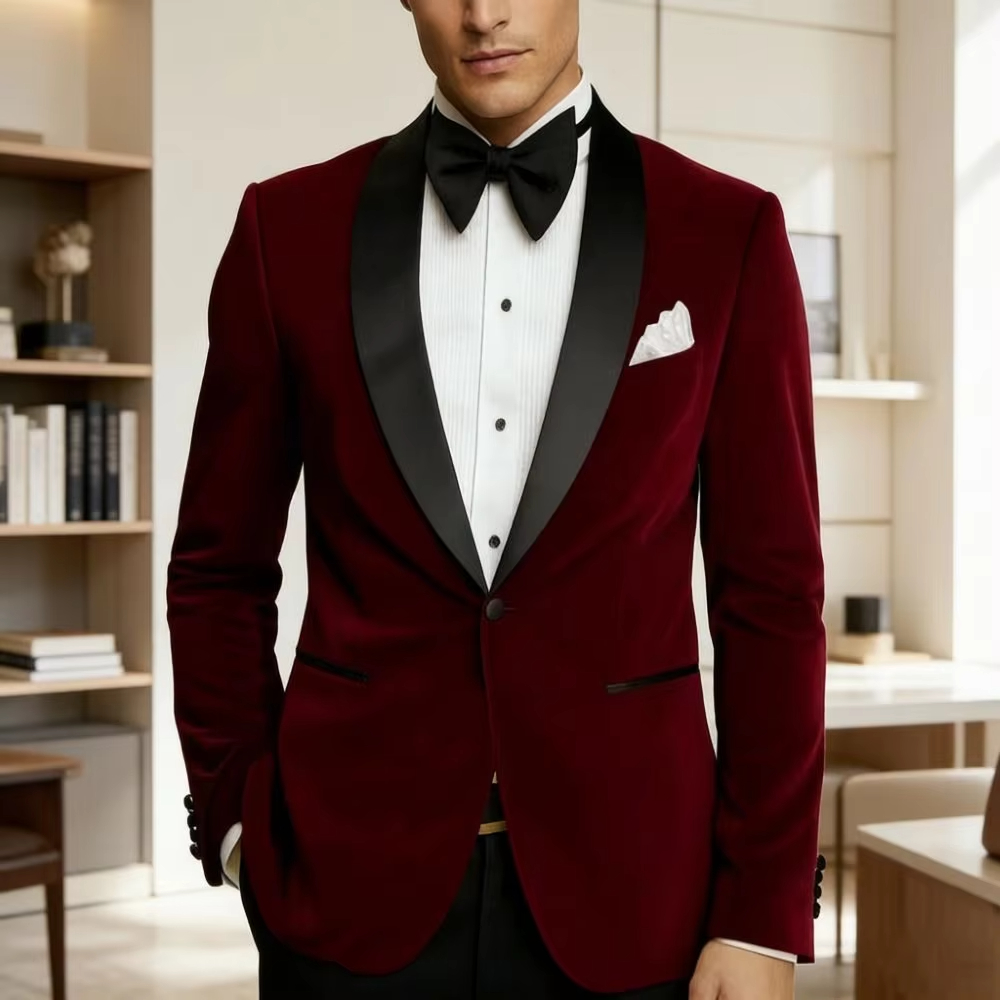 Formal Men Party Wear Jacket - Men Velvet Slim Fit Suits 1