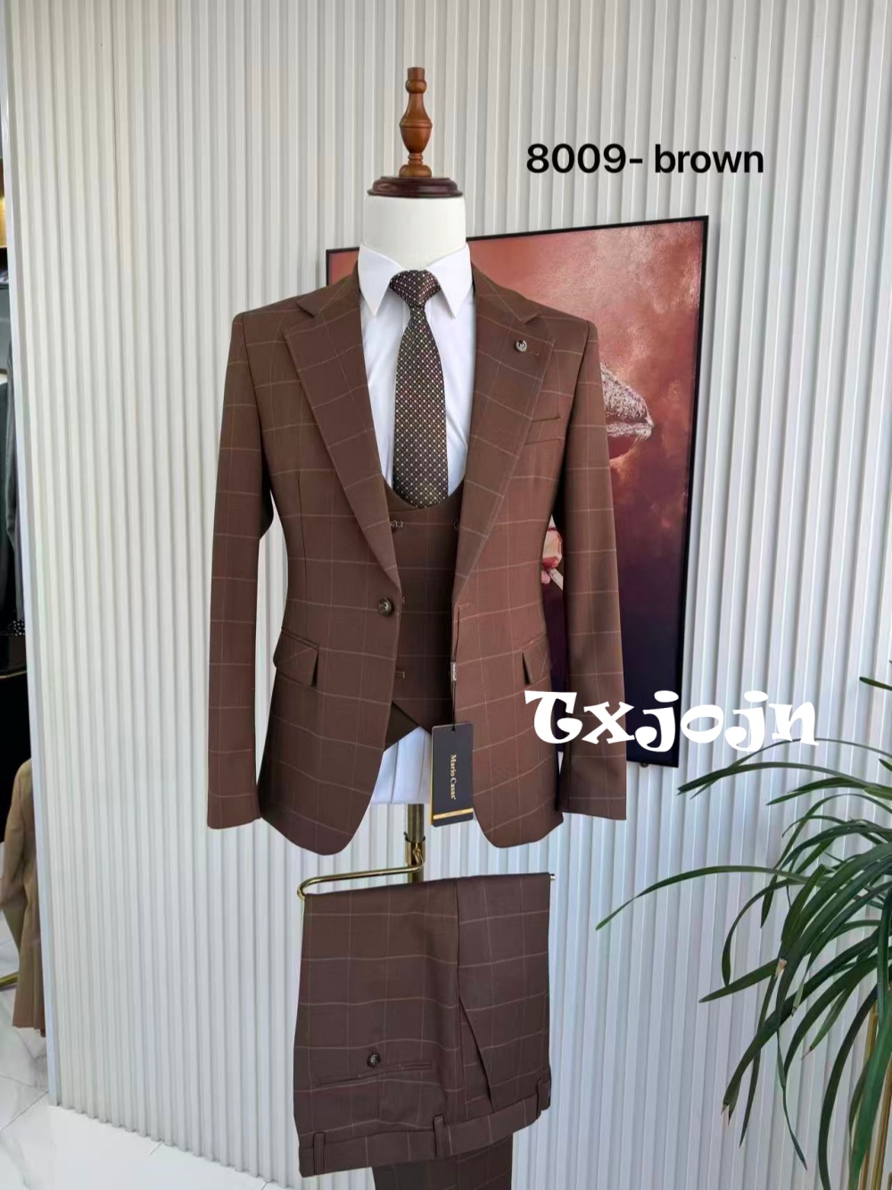 Formal Men Party Wear Jacket - Men's Plaid Tuxedo 3 Pieces Jacket