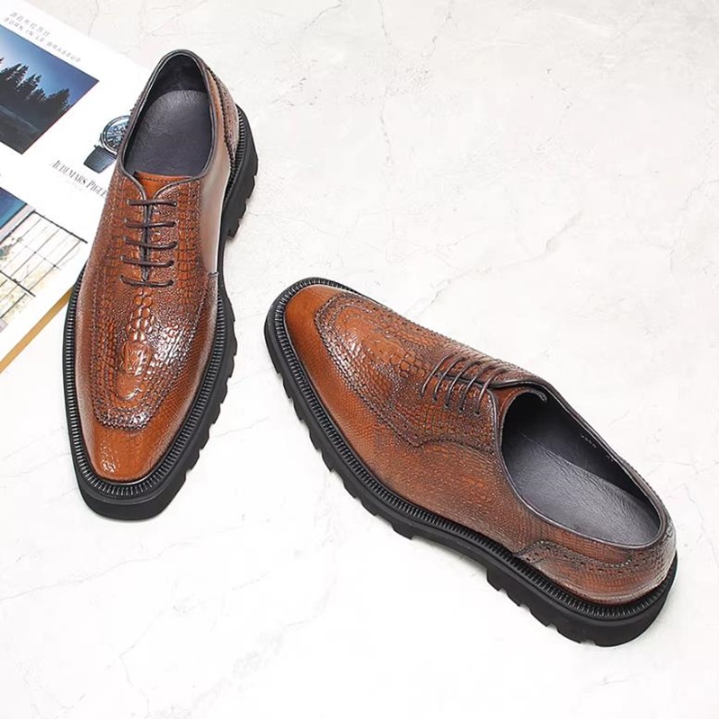 High End Men'S Formal Wear - High-end Crocodile-pattern Leather Shoes For Men