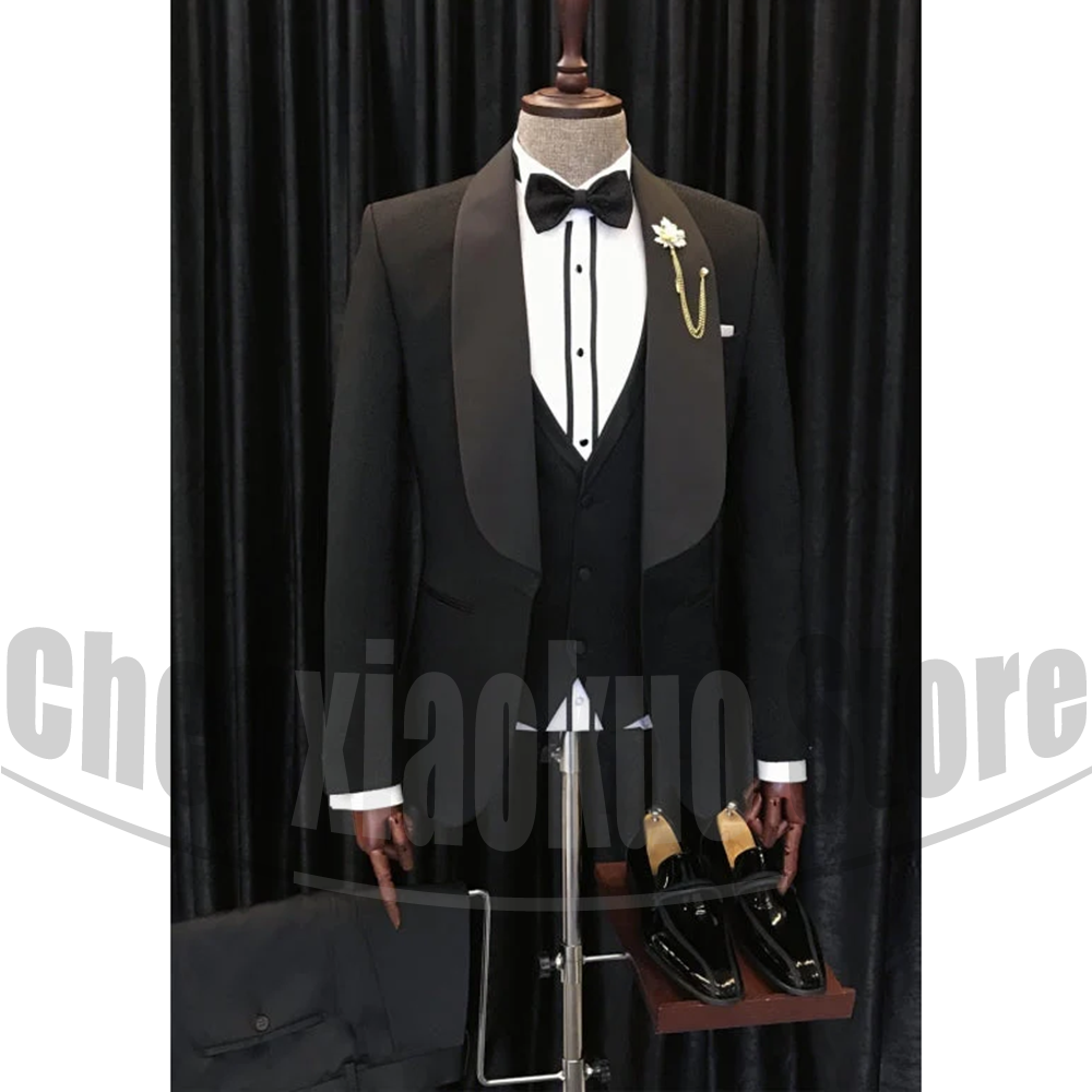 Men Formal Wear 2025 - Black Men Suits Chic Shawl Lapel