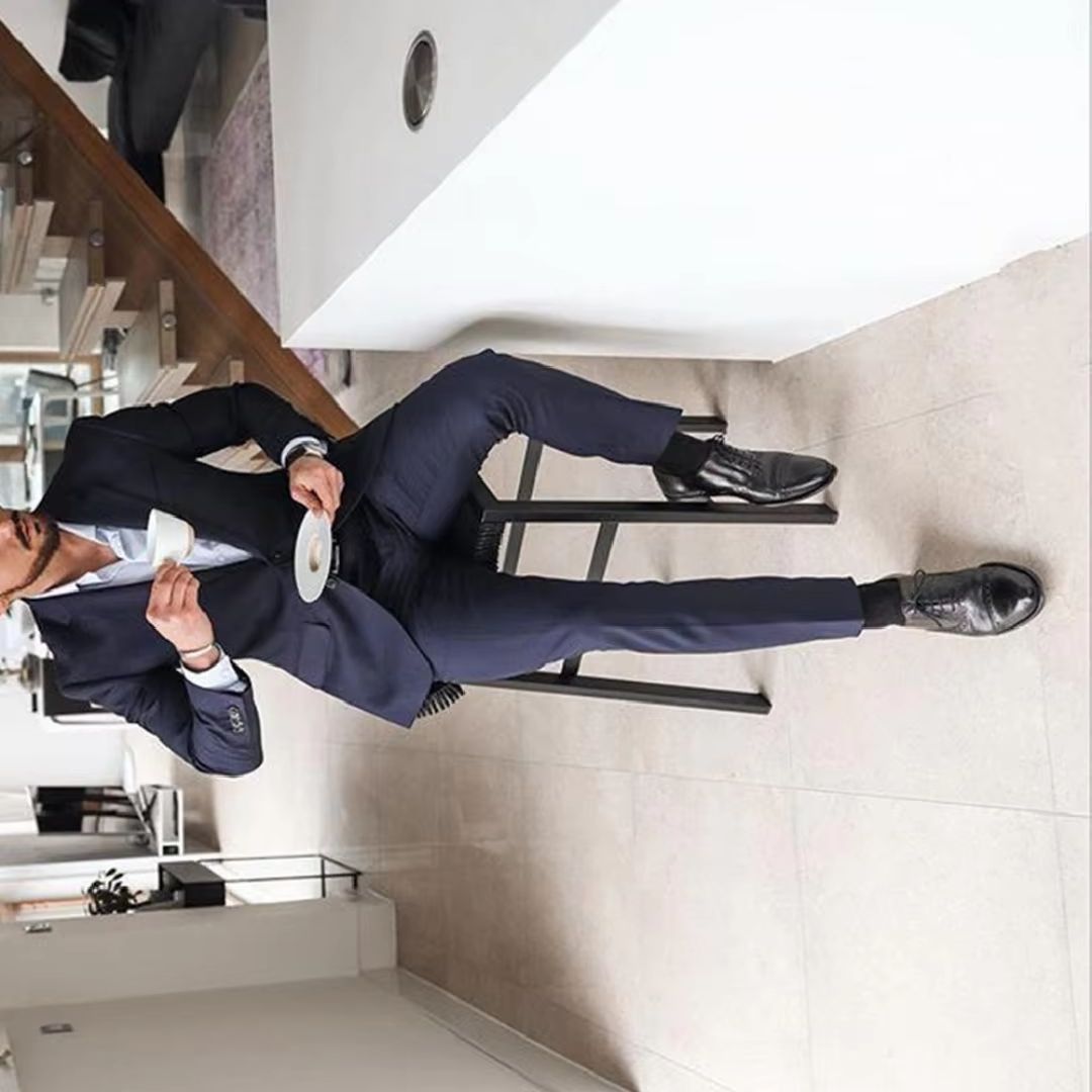 Formal Men Party Wear Jacket - Navy Blue 2-Piece Men's Tuxedo Suits