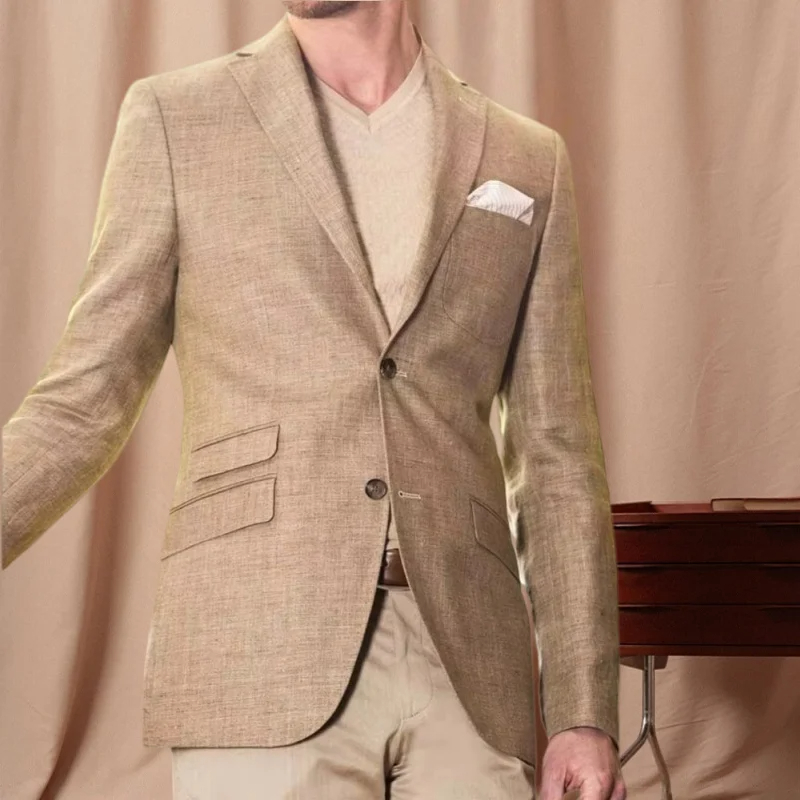 High End Men'S Formal Wear - Men's Linen Blazer Jacket and pantsTwo-Button