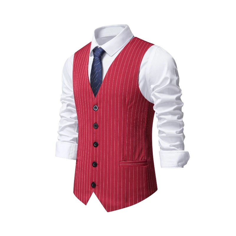 2026 New Red Striped Suit Vest - огляд і ціна Men'S Formal Wear Waistcoat