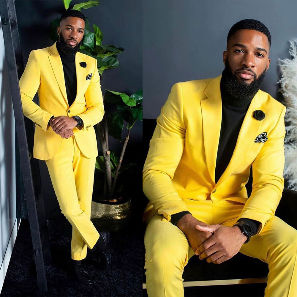 Men's Yellow Suits Slim Fit Si - огляд і ціна Formal Wear For Men Yellow