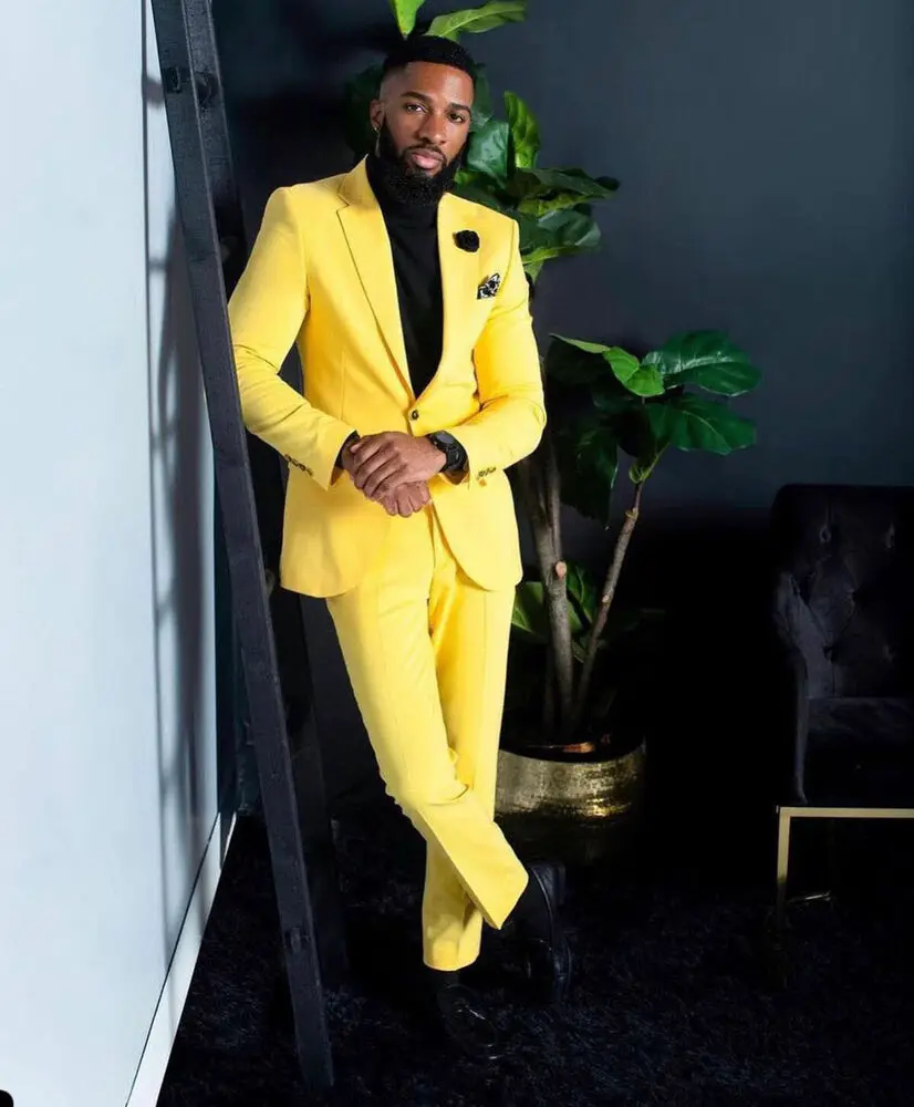 Men's Yellow Suits Slim Fit Si - огляд і ціна Formal Wear For Men Yellow