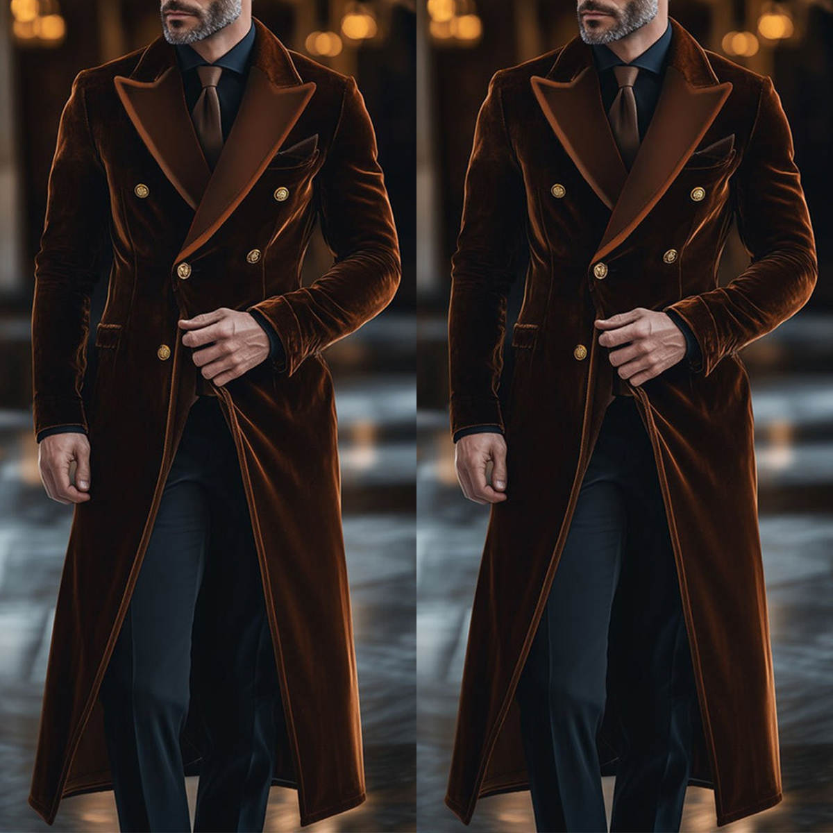 Brown Velvet Men Long Coat Pea - огляд і ціна Men'S Formal Wear Waistcoat