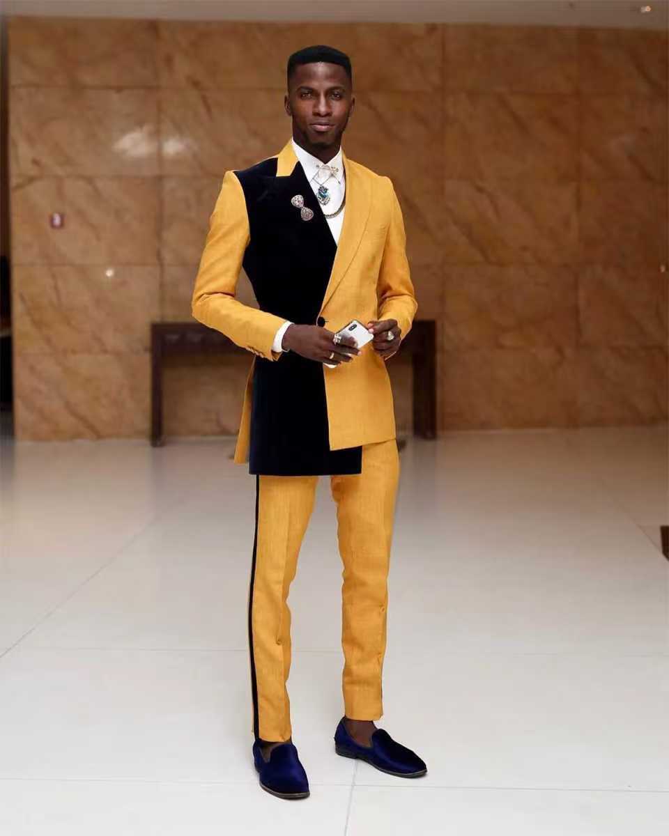 Black Yellow Men Suit Set 2 Pi - огляд і ціна Formal Wear For Men Yellow