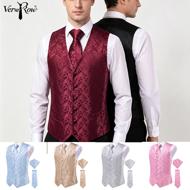 VerveRow Men Burgundy Floral J - огляд і ціна Men'S Formal Wear Waistcoat
