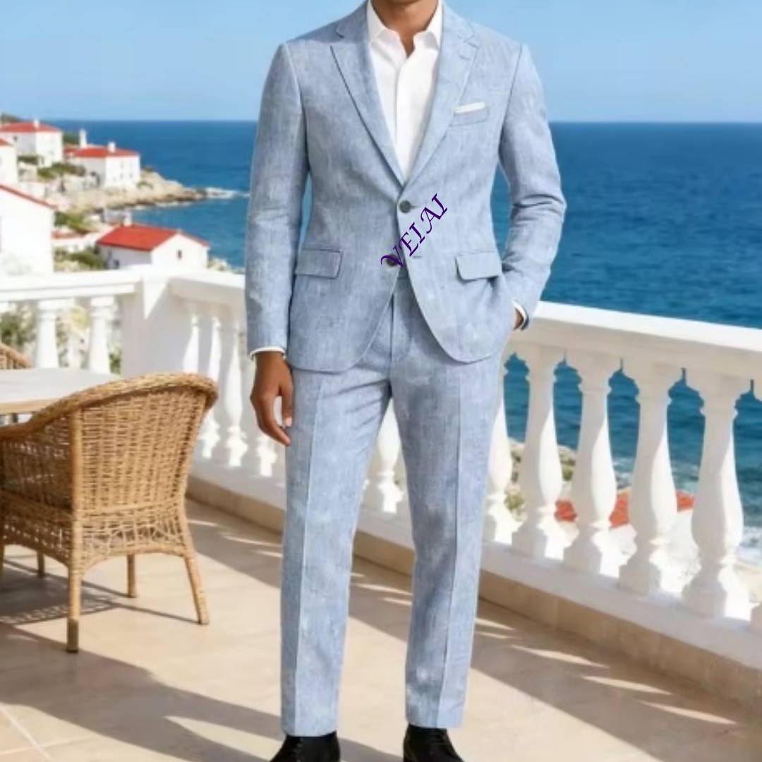 Customized Soft Sky Blue Linen - огляд і ціна Men'S Formal Wear For A Wedding