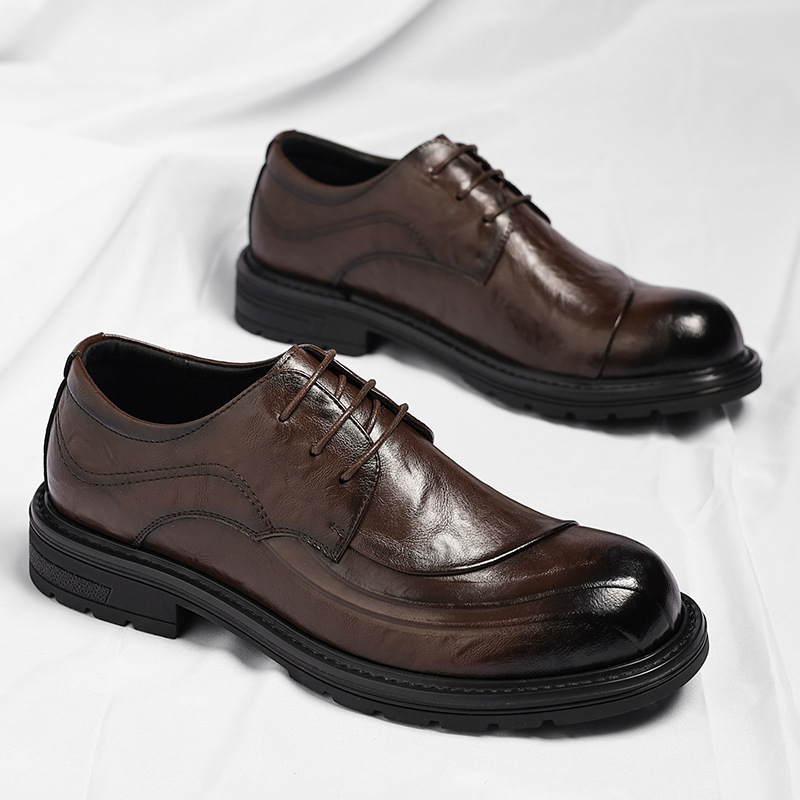 Brown Burnished Genuine Leathe - огляд і ціна Formal Wear For Men In Wedding