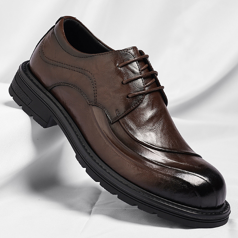 Brown Burnished Genuine Leathe - огляд і ціна Formal Wear For Men In Wedding