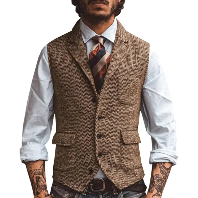 Retro Tweed Men's Vest Herring - огляд і ціна Men'S Formal Wear Waistcoat
