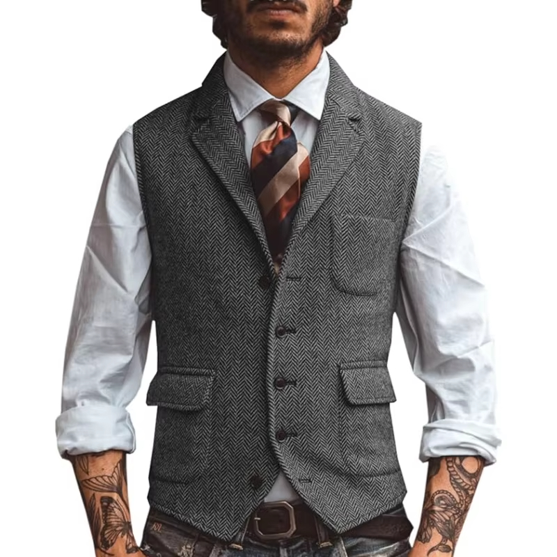 Retro Tweed Men's Vest Herring - огляд і ціна Men'S Formal Wear Waistcoat