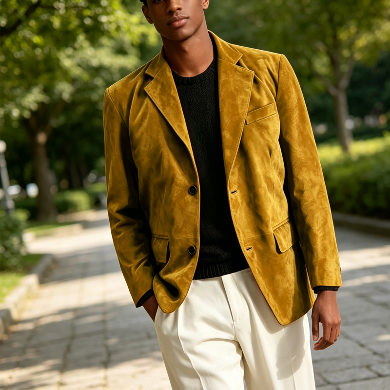 Retro Men Faux Suede Blazer No - огляд і ціна Formal Men Party Wear Jacket