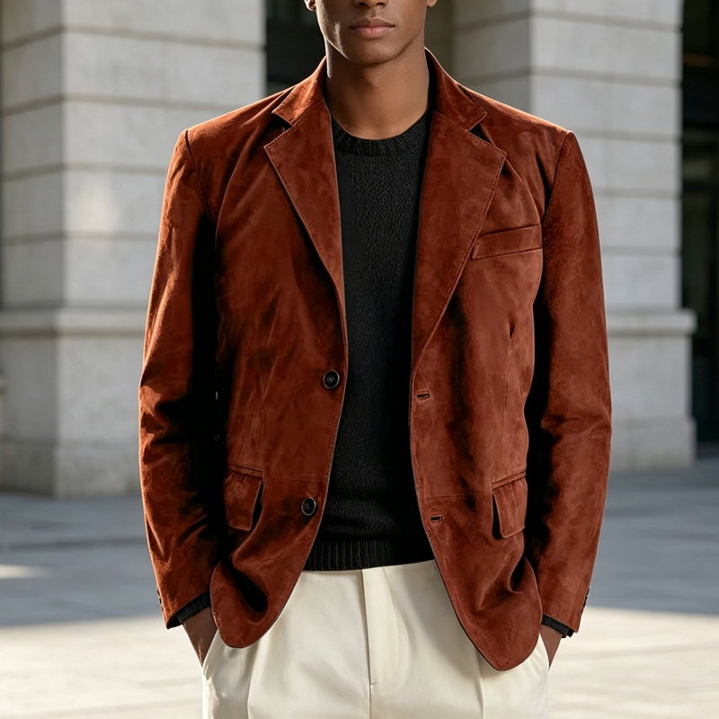 Retro Men Faux Suede Blazer No - огляд і ціна Formal Men Party Wear Jacket