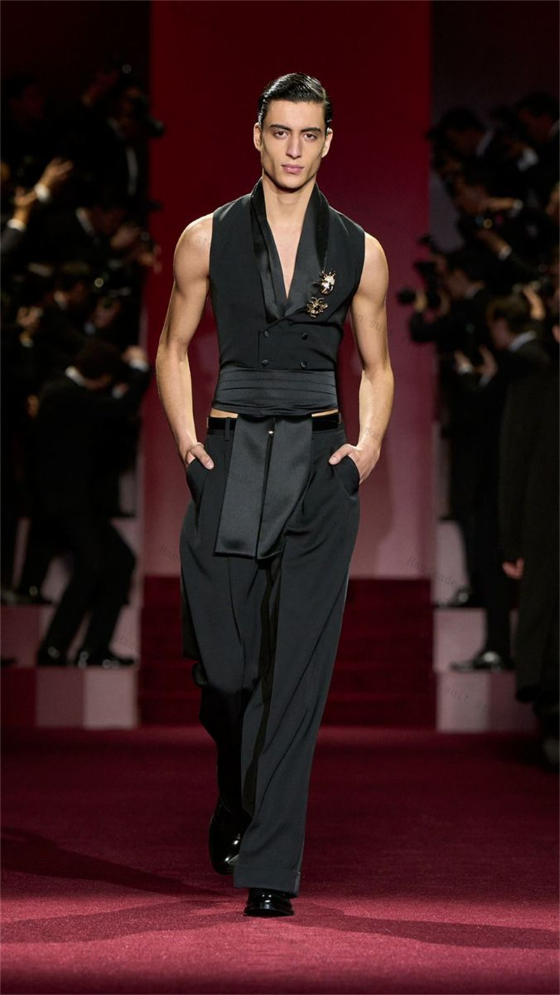 Black Men Suits 2 Piece Vest+P - огляд і ціна Men'S Formal Wear Waistcoat