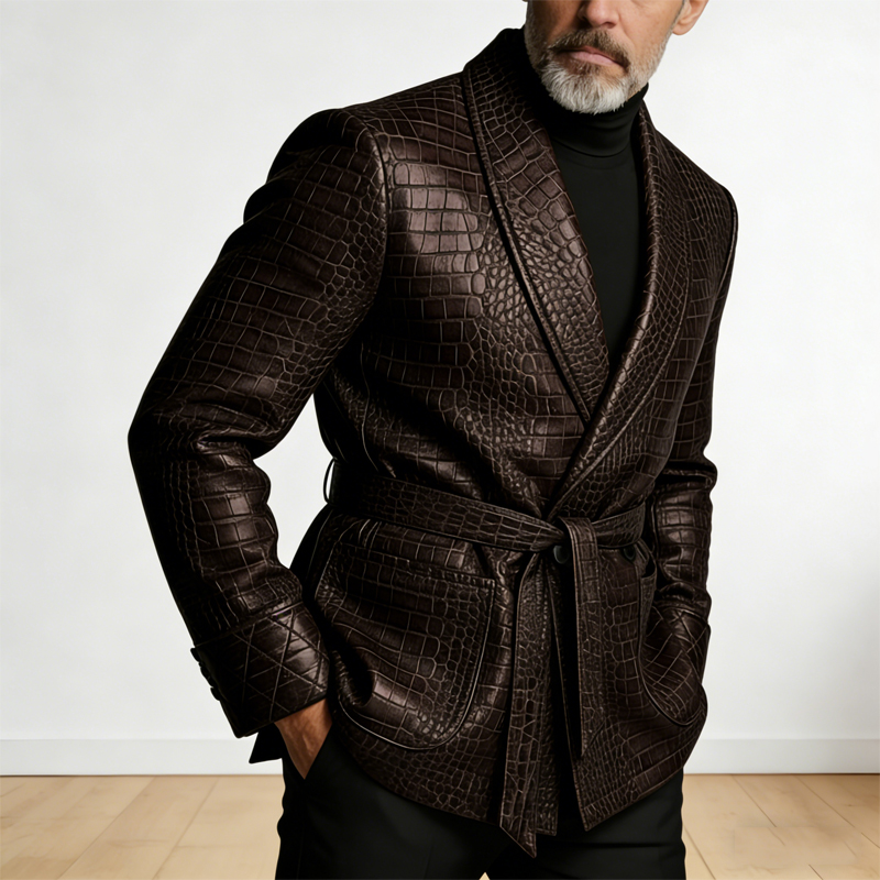  Men's Crocodile Pattern Leat - огляд і ціна Formal Men Party Wear Jacket