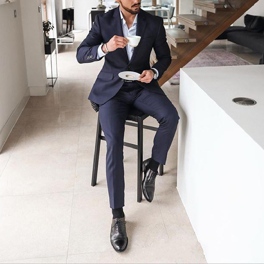 Navy Blue 2-Piece Men's Tuxedo - огляд і ціна Formal Men Party Wear Jacket