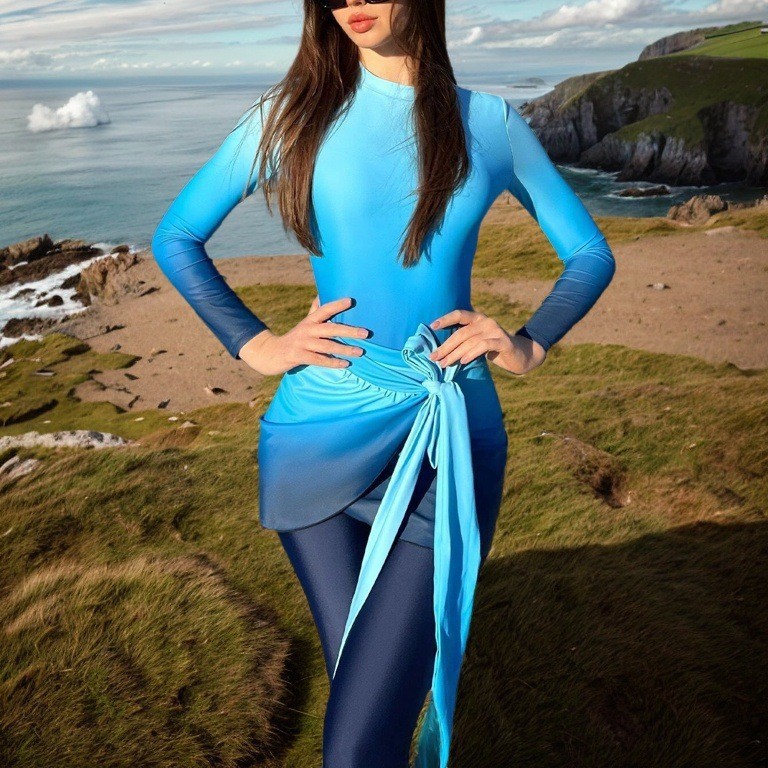 Blue Long Sleeve Swimsuit High - огляд і ціна Slim Fit Suit Set