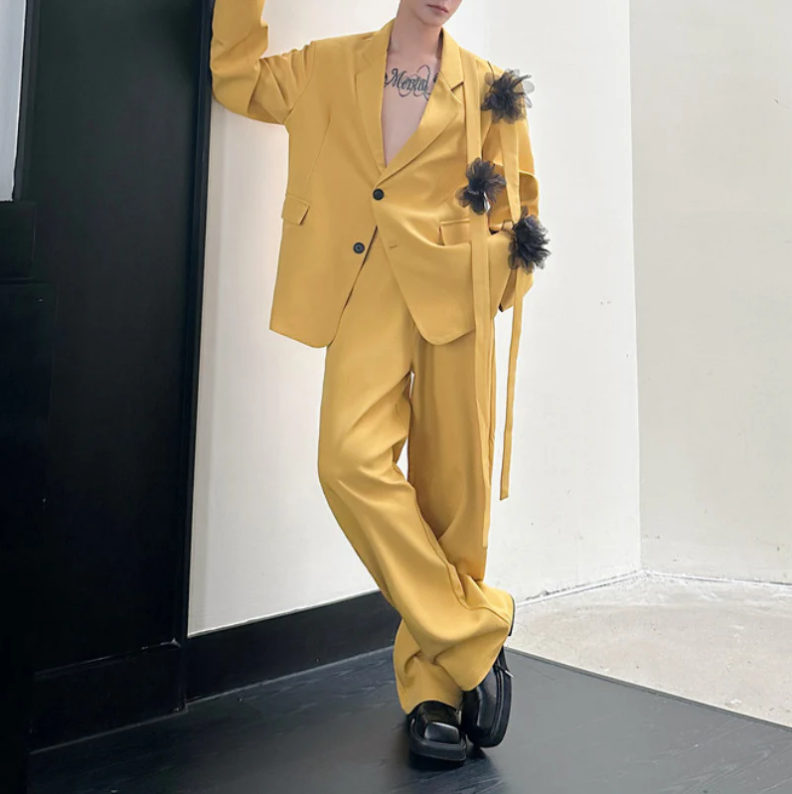Yellow Men Suit Set 2 Pcs Blaz - огляд і ціна Formal Wear For Men Yellow