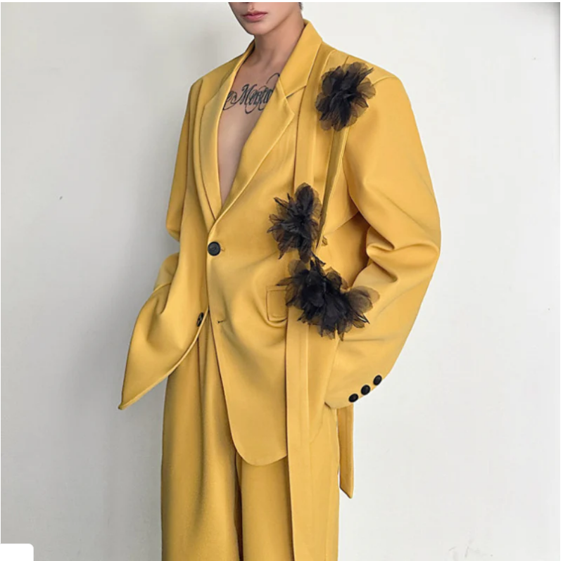 Yellow Men Suit Set 2 Pcs Blaz - огляд і ціна Formal Wear For Men Yellow