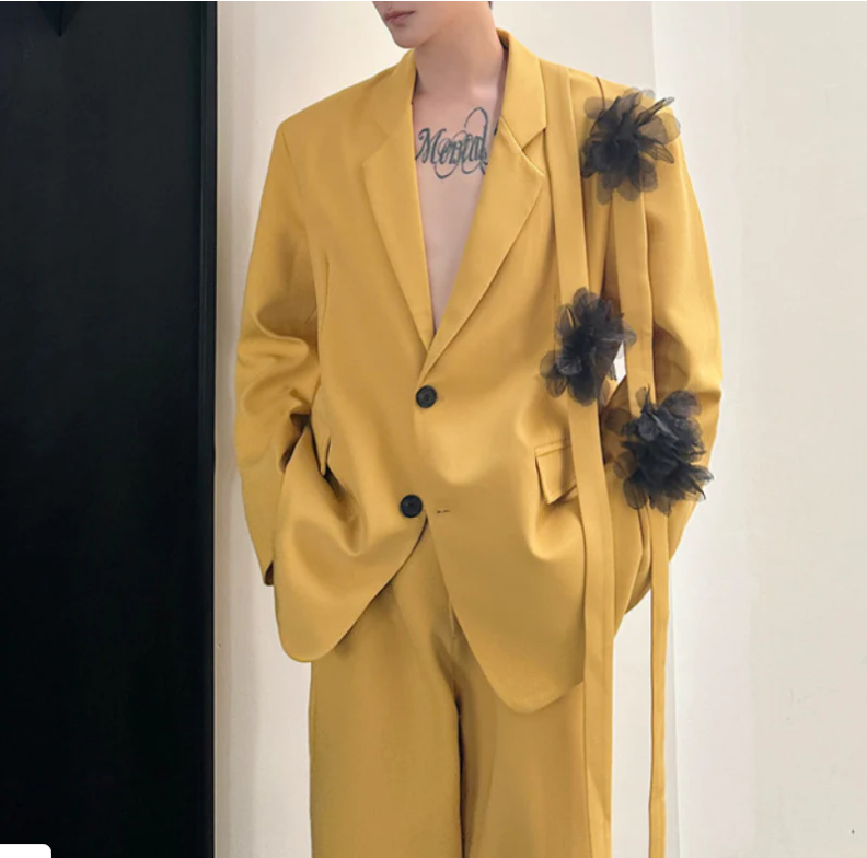 Yellow Men Suit Set 2 Pcs Blaz - огляд і ціна Formal Wear For Men Yellow