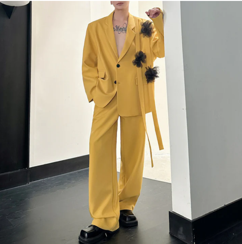 Yellow Men Suit Set 2 Pcs Blaz - огляд і ціна Formal Wear For Men Yellow
