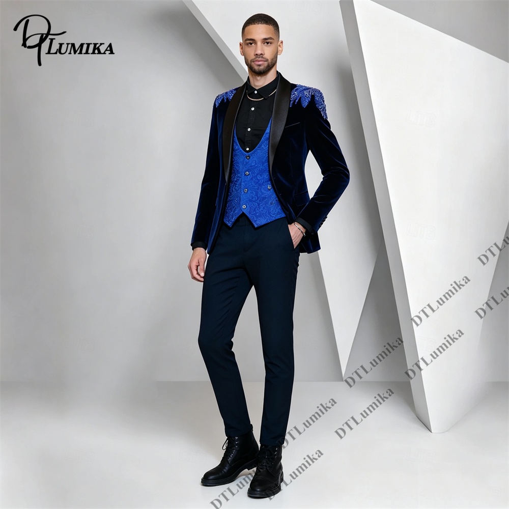 Peagent Men 3 Piece Velvet Sui - огляд і ціна Formal Wear For Men In Wedding