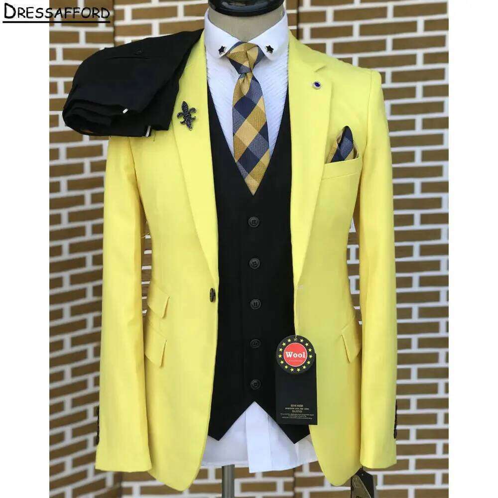 Yellow Elegant Men Business Fo - огляд і ціна Formal Wear For Men Yellow
